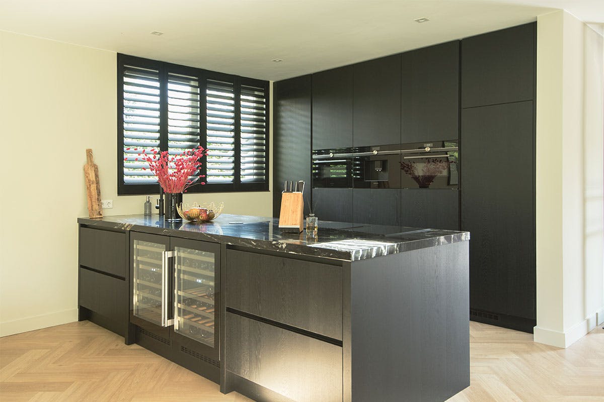 Shutter met vouwrail keuken liggend